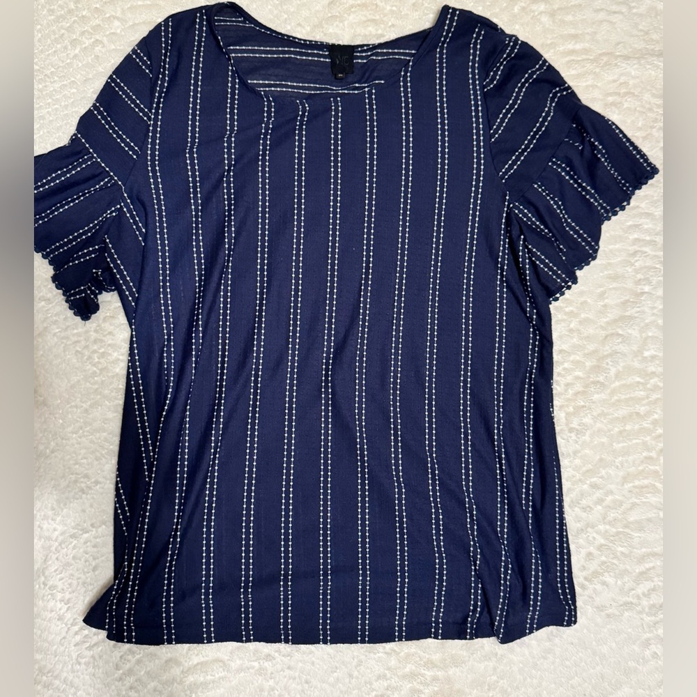 W5 Navy and White Striped Blouse
